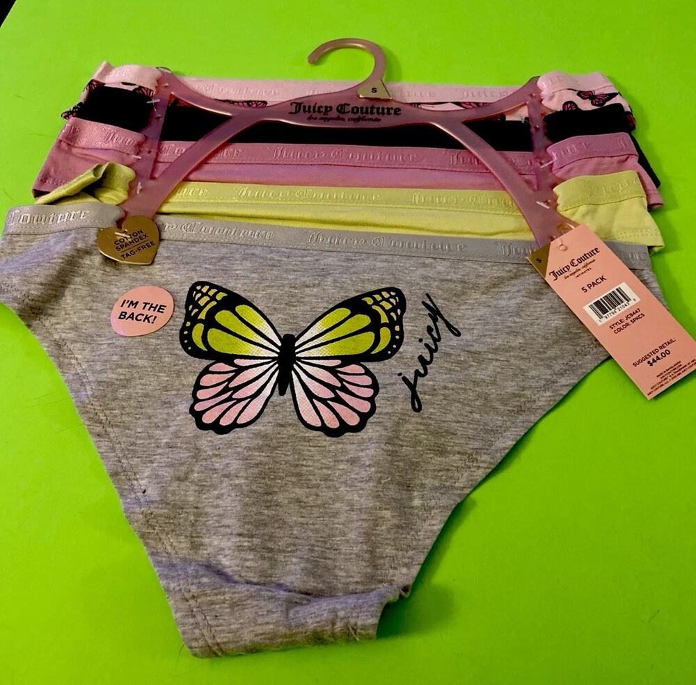 NEW! Juicy Couture Butterfly Bikini Panty 5 Pack Set/ MSRP $44/ SMALL